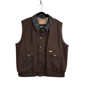 Powder River Outfitters Wool Blend Vest Size XXL Brown Leather Collar Western